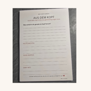 "Aus dem Kopf" - Notizblock für mehr Ordnung im Kopf